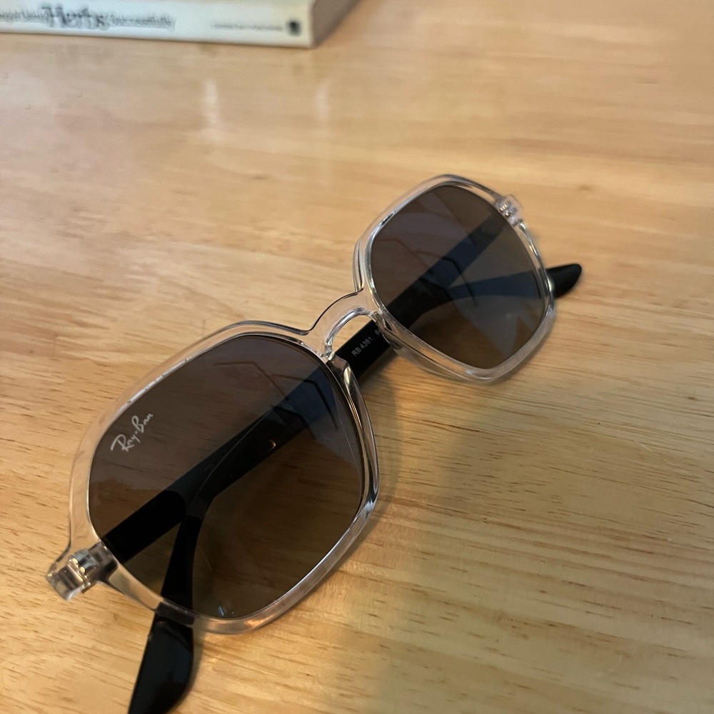 Ray-Ban Transparent Frame Sunglasses with Black Temples